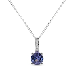 Tanzanite & Diamond Round-Cut Necklace 1/20 ct tw Sterling Silver 18&quot;