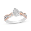 Thumbnail Image 0 of Hallmark Diamonds Multi-Diamond Center Pear Frame Promise Ring 1/3 ct tw Sterling Silver & 10K Rose Gold