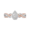 Thumbnail Image 3 of Hallmark Diamonds Multi-Diamond Center Pear Frame Promise Ring 1/3 ct tw Sterling Silver & 10K Rose Gold