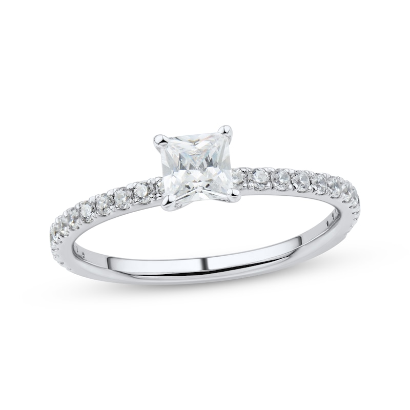 Main Image 1 of Certified Princess-Cut Diamond Engagement Ring 3/4 ct tw Platinum