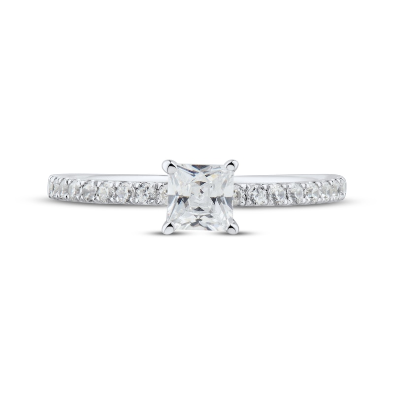 Main Image 3 of Certified Princess-Cut Diamond Engagement Ring 3/4 ct tw Platinum