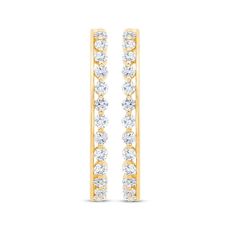 Main Image 2 of Diamond Oval-Shaped Bar Hoops 1 ct tw 10K Yellow Gold