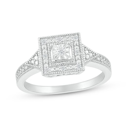 Diamond Art Deco-Style Square Promise Ring 1/20 ct tw Sterling Silver