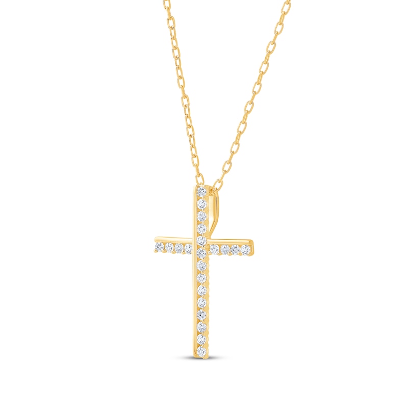 Diamond Cross Necklace 1/4 ct tw 10K Yellow Gold 18