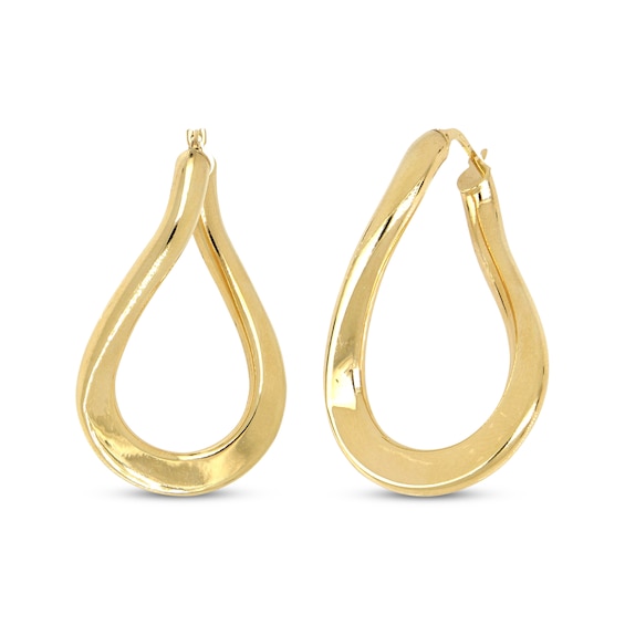 Twist Teardrop Hollow Hoop Earrings 10K Yellow Gold | Kay