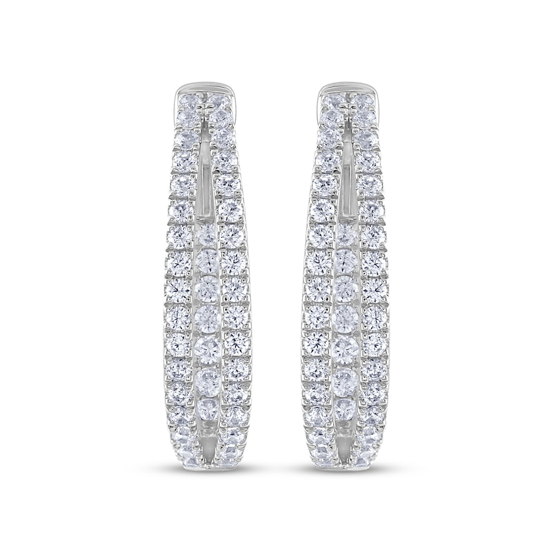 Main Image 2 of THE LEO Diamond Inside-Out Split Hoop Earrings 1 ct tw 14K White Gold