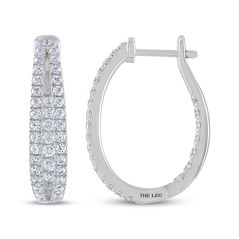 Main Image 3 of THE LEO Diamond Inside-Out Split Hoop Earrings 1 ct tw 14K White Gold