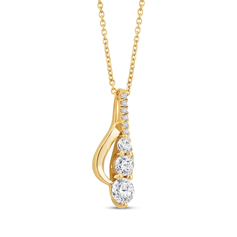 Main Image 2 of Diamond Three-Stone Infinity Necklace 1/2 ct tw 10K Yellow Gold 18&quot;