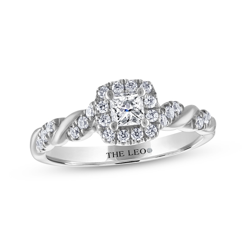 Main Image 1 of THE LEO Diamond Princess-Cut Twist Shank Engagement Ring 1/2 ct tw 14K White Gold