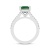 Thumbnail Image 2 of Octagon-Cut Lab-Created Emerald & White Lab-Created Sapphire Ring Sterling Silver