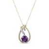 Thumbnail Image 1 of Amethyst & Diamond Teardrop Ribbon Necklace 1/15 ct tw 10K Yellow Gold 18&quot;