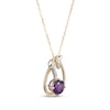 Thumbnail Image 2 of Amethyst & Diamond Teardrop Ribbon Necklace 1/15 ct tw 10K Yellow Gold 18&quot;