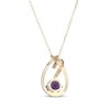 Thumbnail Image 3 of Amethyst & Diamond Teardrop Ribbon Necklace 1/15 ct tw 10K Yellow Gold 18&quot;