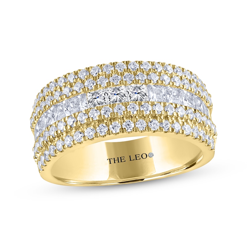 Main Image 1 of THE LEO Diamond Princess & Round-Cut Multi-Row Anniversary Band 1-7/8 ct tw 14K Yellow Gold