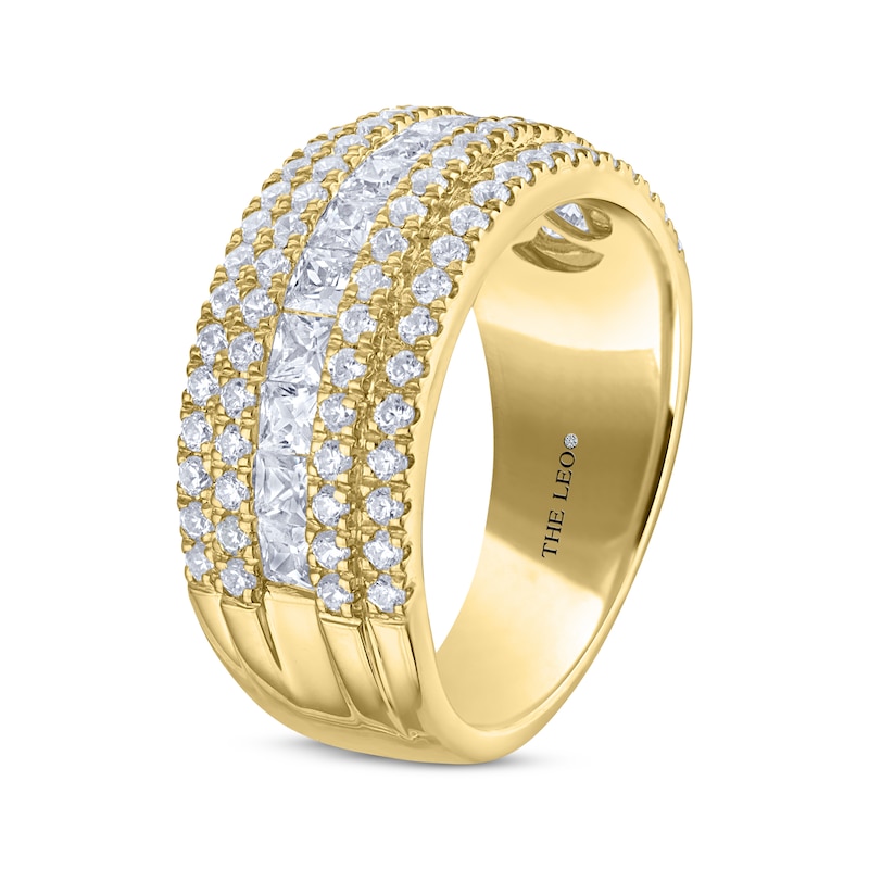 Main Image 2 of THE LEO Diamond Princess & Round-Cut Multi-Row Anniversary Band 1-7/8 ct tw 14K Yellow Gold