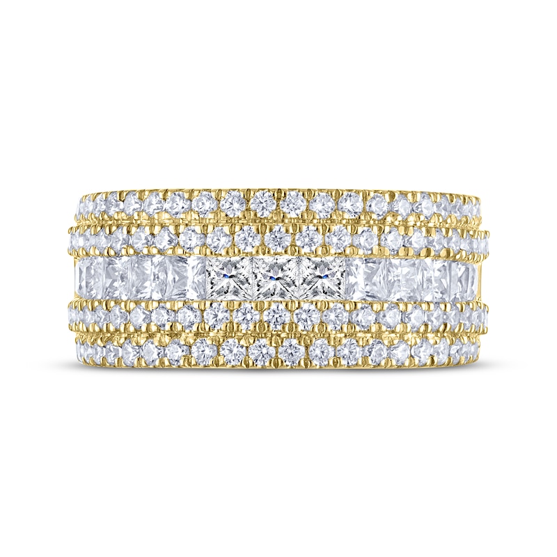 Main Image 3 of THE LEO Diamond Princess & Round-Cut Multi-Row Anniversary Band 1-7/8 ct tw 14K Yellow Gold