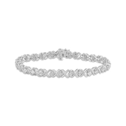 Diamond XO Link Bracelet 1/20 ct tw Sterling Silver 7&quot;