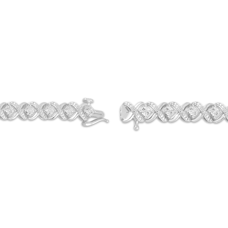 Main Image 3 of Diamond XO Link Bracelet 1/20 ct tw Sterling Silver 7&quot;