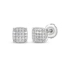 Thumbnail Image 1 of Men's Multi-Diamond Cushion Stud Earrings 1/4 ct tw 10K White Gold