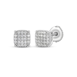 Men's Multi-Diamond Cushion Stud Earrings 1/4 ct tw 10K White Gold