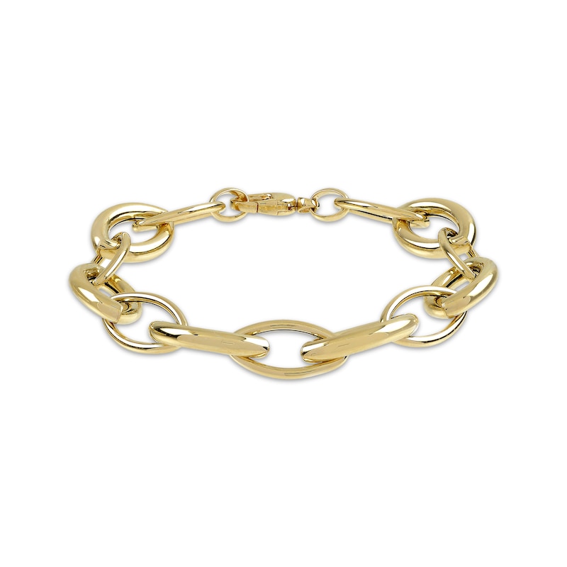 Main Image 1 of Alternating Oval Link Bracelet 10K Yellow Gold 7.5&quot;