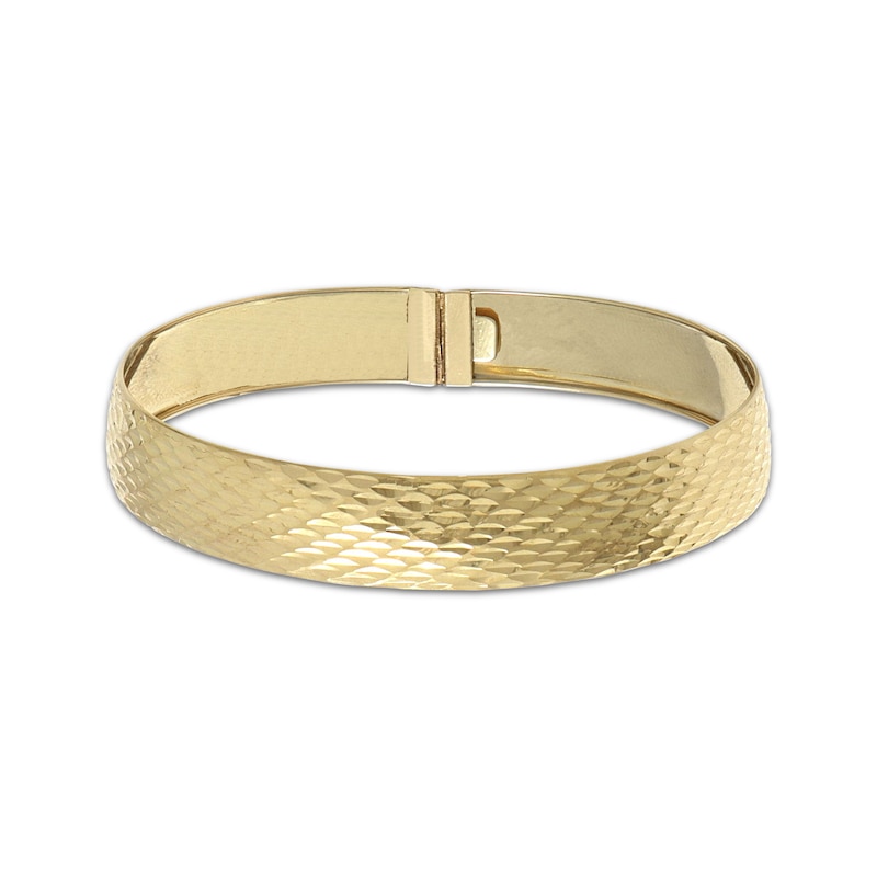 Main Image 1 of Italian Brilliance Diamond-Cut Flex Bangle Bracelet 14K Yellow Gold