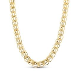 Hollow V Circle Chain Necklace 8.9mm 10K Yellow Gold 18&quot;