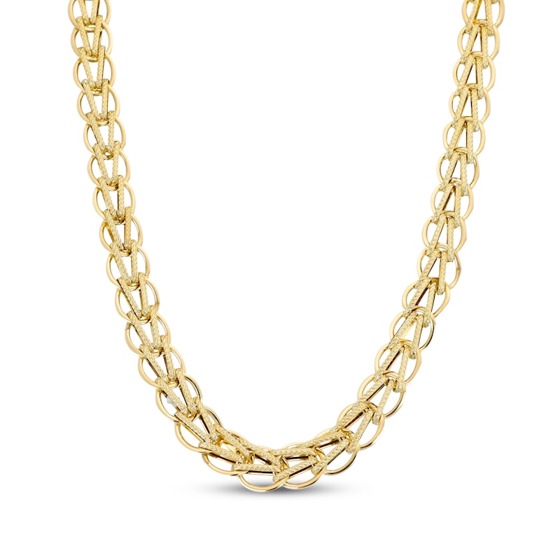 Main Image 1 of V Circle Chain Necklace 8.9mm Hollow 10K Yellow Gold 18&quot;