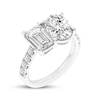 Thumbnail Image 1 of Toi et Moi Oval & Emerald-Cut Lab-Created Diamond Engagement Ring 4-3/8 ct tw 14K White Gold