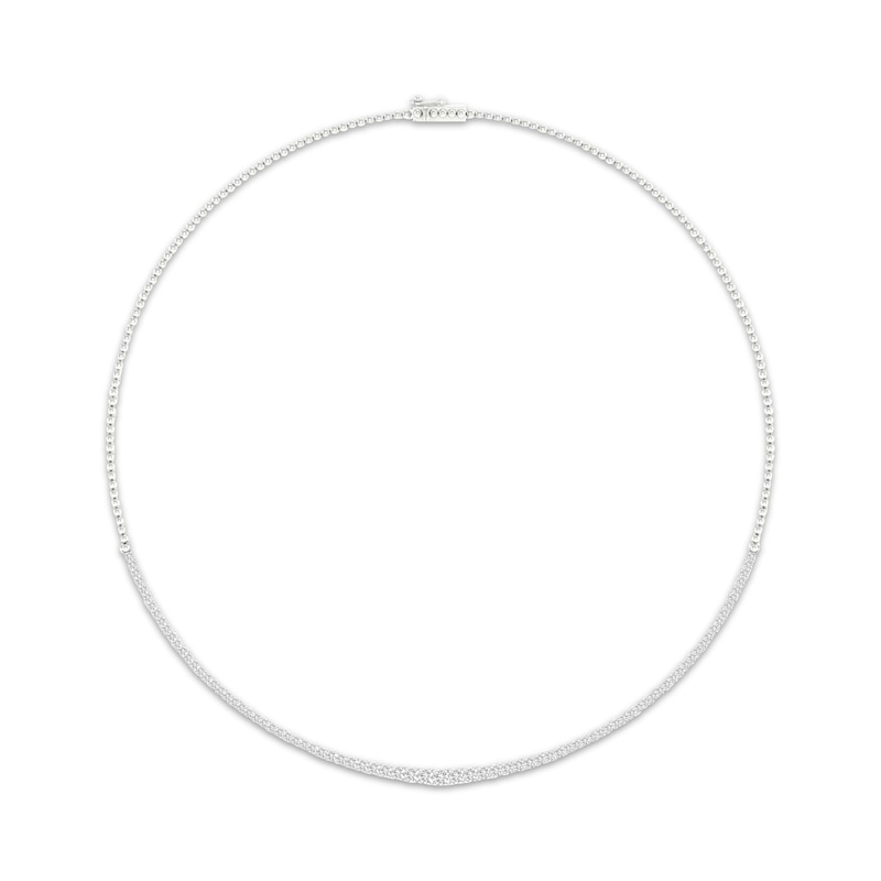 Main Image 1 of Lab-Grown Diamonds by KAY Riviera Necklace 3 ct tw 10K White Gold 17&quot;