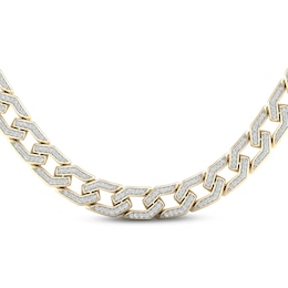 Men's Diamond Angled Curb Chain Necklace 3 ct tw 10K Yellow Gold 22&quot;