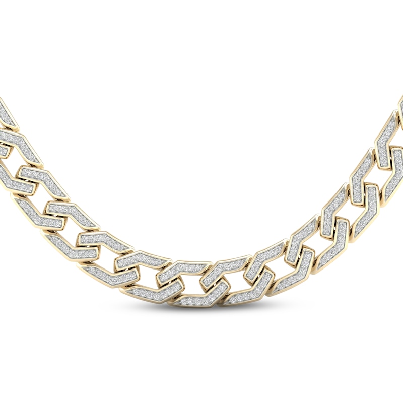 Main Image 1 of Men's Diamond Angled Curb Chain Necklace 3 ct tw 10K Yellow Gold 22&quot;