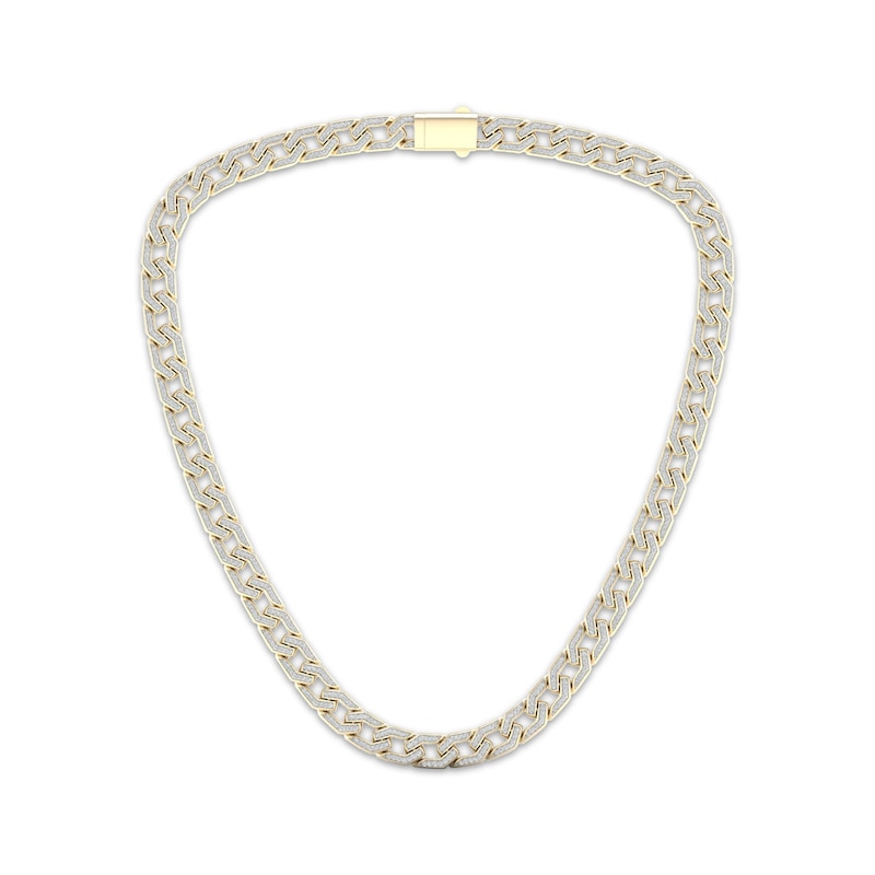 Main Image 2 of Men's Diamond Angled Curb Chain Necklace 3 ct tw 10K Yellow Gold 22&quot;