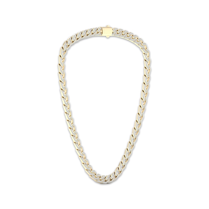 Main Image 3 of Men's Diamond Angled Curb Chain Necklace 3 ct tw 10K Yellow Gold 22&quot;