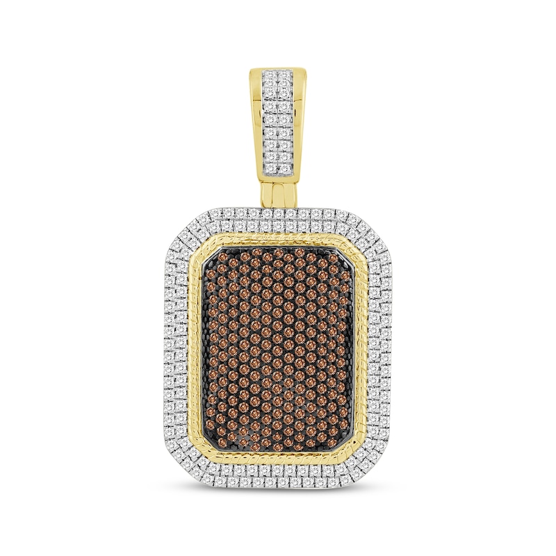 Main Image 1 of Men's Brown & White Diamond Tag Charm 1 ct tw 10K Yellow