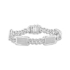 Thumbnail Image 1 of Men's Diamond Rectangle Station Curb Chain Bracelet 2 ct tw Sterling Silver 8.5&quot;