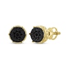 Thumbnail Image 1 of Men's Black Multi-Diamond Circle Stud Earrings 1/6 ct tw 10K Yellow Gold