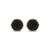 Thumbnail Image 2 of Men's Black Multi-Diamond Circle Stud Earrings 1/6 ct tw 10K Yellow Gold