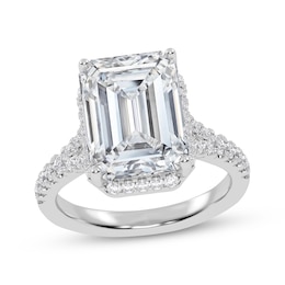 Now + Forever Lab-Grown Diamonds Emerald-Cut Halo Engagement Ring 5-1/2 ct tw 14K White Gold