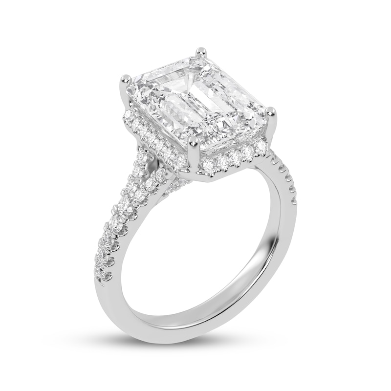 Main Image 2 of Lab-Grown Diamonds by KAY Emerald-Cut Halo Engagement Ring 5-1/2 ct tw 14K White Gold