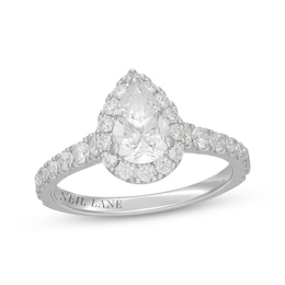 Neil Lane Pear-Shaped Diamond Halo Engagement Ring 1-5/8 ct tw 14K White Gold