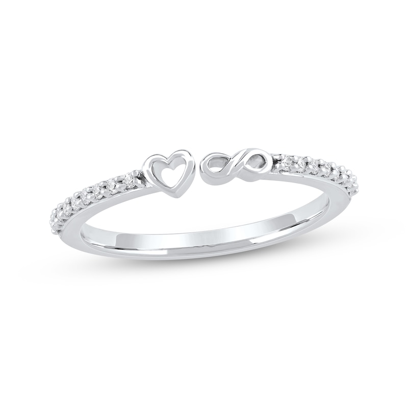 Main Image 1 of Diamond Heart & Infinity Symbol Open Fashion Ring 1/10 ct tw 10K White Gold