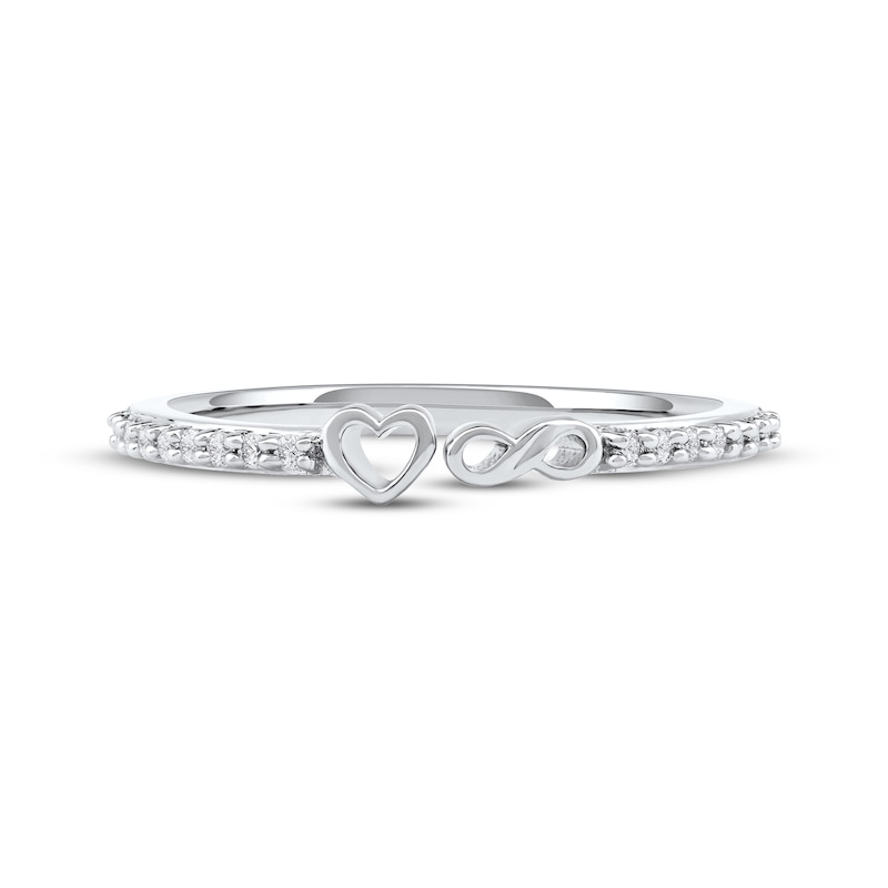 Main Image 3 of Diamond Heart & Infinity Symbol Open Fashion Ring 1/10 ct tw 10K White Gold