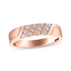 Thumbnail Image 1 of Men's Diamond Diagonal Four-Row Wedding Band 1/6 ct tw 10K Rose Gold