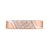 Thumbnail Image 3 of Men's Diamond Diagonal Four-Row Wedding Band 1/6 ct tw 10K Rose Gold