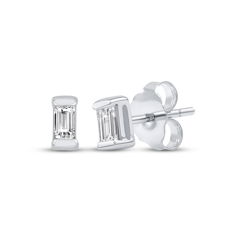 Main Image 1 of Baguette-Cut Diamond Solitaire Stud Earrings 1/15 ct tw 14K White Gold (I/I2)