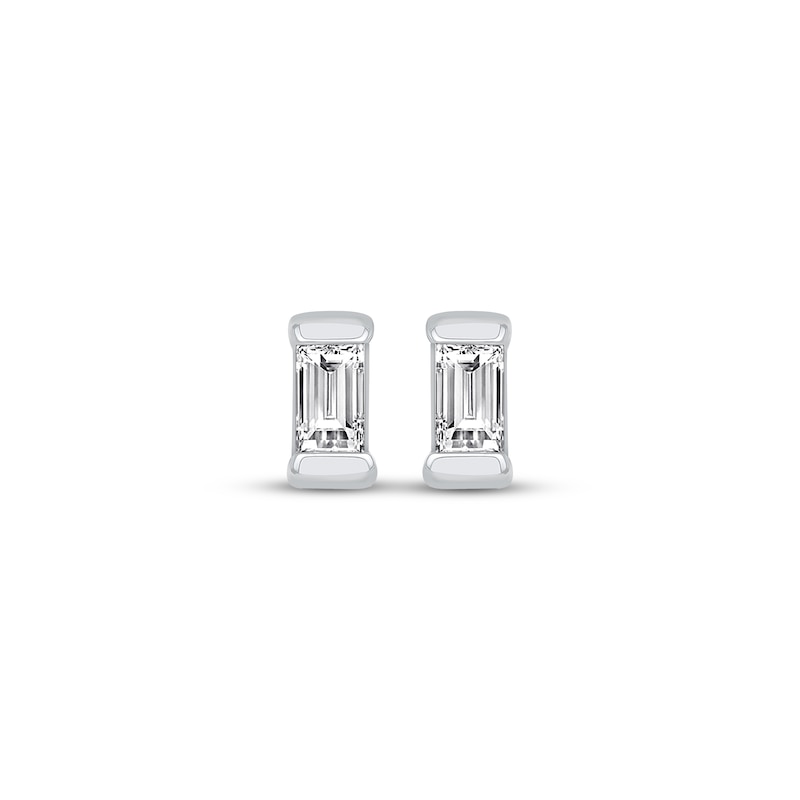 Main Image 2 of Baguette-Cut Diamond Solitaire Stud Earrings 1/15 ct tw 14K White Gold (I/I2)