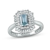 Thumbnail Image 1 of Aquamarine & White Lab-Created Sapphire Ring Sterling Silver