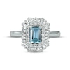 Thumbnail Image 3 of Aquamarine & White Lab-Created Sapphire Ring Sterling Silver