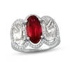 Thumbnail Image 1 of Lab-Created Ruby & White Lab-Created Sapphire 3-Stone Ring Sterling Silver